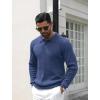 COOFANDY Men’s Knitted Polo Neck Long Sleeve Winter Thermal Casual Sweater(Ribbed Blue)