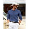 COOFANDY Men’s Knitted Polo Neck Long Sleeve Winter Thermal Casual Sweater(Ribbed Blue)