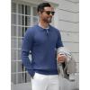 COOFANDY Men’s Knitted Polo Neck Long Sleeve Winter Thermal Casual Sweater(Ribbed Blue)