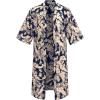 COOFANDY Men’s Lightweight Kimono Robe Jacket Printed Japanese Style Bathrobes Casual Open Front Long Cardigan Coat Outwear(Navy(khaki Leaves))