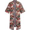 COOFANDY Men’s Lightweight Kimono Robe Jacket Printed Japanese Style Bathrobes Casual Open Front Long Cardigan Coat Outwear(Red(luxury Print))