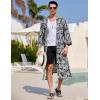 COOFANDY Men’s Lightweight Kimono Robe Japanese Bathrobes Open Front Long Cardigan Cloak with Belt(Black-white)