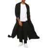 COOFANDY Men’s Lightweight Ruffle Shawl Collar Cardigan Open Front Long Length Drape Cape Overcoat(Black)