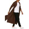 COOFANDY Men’s Lightweight Ruffle Shawl Collar Cardigan Open Front Long Length Drape Cape Overcoat(Brown)