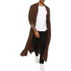 COOFANDY Men’s Lightweight Ruffle Shawl Collar Cardigan Open Front Long Length Drape Cape Overcoat(Brown)