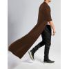 COOFANDY Men’s Lightweight Ruffle Shawl Collar Cardigan Open Front Long Length Drape Cape Overcoat(Brown)