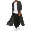 COOFANDY Men’s Lightweight Ruffle Shawl Collar Cardigan Open Front Long Length Drape Cape Overcoat(Dark Grey)