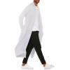 COOFANDY Men’s Lightweight Ruffle Shawl Collar Cardigan Open Front Long Length Drape Cape Overcoat(White)