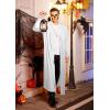 COOFANDY Men’s Lightweight Ruffle Shawl Collar Cardigan Open Front Long Length Drape Cape Overcoat(White)