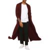 COOFANDY Men’s Lightweight Ruffle Shawl Collar Cardigan Open Front Long Length Drape Cape Overcoat(Wine Red)
