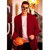 COOFANDY Men’s Lightweight Ruffle Shawl Collar Cardigan Open Front Long Length Drape Cape Overcoat(Wine Red)