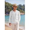 COOFANDY Mens Linen Beach Tee Shirts Cotton Hippie Shirts V Neck Long Sleeve Tunic Big and Tall Yoga Shirt(White)