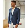 COOFANDY Mens Linen Casual Blazer Slim Fit Sport Coat Two Button Summer Suit Jacket Lightweight Business Sport Jacket(Blue)