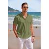 COOFANDY Men’s Linen Henley Shirt Short Sleeve Casual Summer Beach Hippie T Shirts(Army Green)