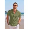 COOFANDY Men’s Linen Henley Shirt Short Sleeve Casual Summer Beach Hippie T Shirts(Army Green)