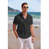 COOFANDY Men’s Linen Henley Shirt Short Sleeve Casual Summer Beach Hippie T Shirts(Black)