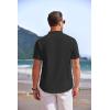 COOFANDY Men’s Linen Henley Shirt Short Sleeve Casual Summer Beach Hippie T Shirts(Black)