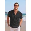 COOFANDY Men’s Linen Henley Shirt Short Sleeve Casual Summer Beach Hippie T Shirts(Black)