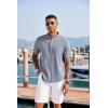 COOFANDY Men’s Linen Henley Shirt Short Sleeve Casual Summer Beach Hippie T Shirts(Blue)