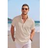 COOFANDY Men’s Linen Henley Shirt Short Sleeve Casual Summer Beach Hippie T Shirts(Khaki)