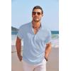 COOFANDY Men’s Linen Henley Shirt Short Sleeve Casual Summer Beach Hippie T Shirts(Light Blue)