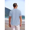 COOFANDY Men’s Linen Henley Shirt Short Sleeve Casual Summer Beach Hippie T Shirts(Light Blue)