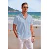 COOFANDY Men’s Linen Henley Shirt Short Sleeve Casual Summer Beach Hippie T Shirts(Light Blue)