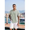 COOFANDY Men’s Linen Henley Shirt Short Sleeve Casual Summer Beach Hippie T Shirts(Light Green)