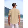 COOFANDY Men’s Linen Henley Shirt Short Sleeve Casual Summer Beach Hippie T Shirts(Light Khaki)