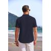 COOFANDY Men’s Linen Henley Shirt Short Sleeve Casual Summer Beach Hippie T Shirts(Navy Blue)