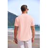 COOFANDY Men’s Linen Henley Shirt Short Sleeve Casual Summer Beach Hippie T Shirts(Pink)