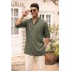COOFANDY Men’s Linen Henley Shirts Long Sleeve Collarless T-Shirts Longline Kurta Beach Shirts with Pocket(Army Green)