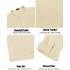 COOFANDY Men’s Linen Henley Shirts Long Sleeve Collarless T-Shirts Longline Kurta Beach Shirts with Pocket(Beige)