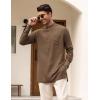COOFANDY Men’s Linen Henley Shirts Long Sleeve Collarless T-Shirts Longline Kurta Beach Shirts with Pocket(Brown)