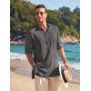 COOFANDY Men’s Linen Henley Shirts Long Sleeve Collarless T-Shirts Longline Kurta Beach Shirts with Pocket(Dark Grey)