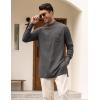 COOFANDY Men’s Linen Henley Shirts Long Sleeve Collarless T-Shirts Longline Kurta Beach Shirts with Pocket(Dark Grey)