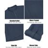 COOFANDY Men’s Linen Henley Shirts Long Sleeve Collarless T-Shirts Longline Kurta Beach Shirts with Pocket(Navy Blue)