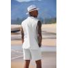 COOFANDY Men’s Linen Sets 2 Piece Beach Outfits Lace Up Hippie Tank Tops Summer Casual Sleeveless Shirts Matching Shorts Set(1-white)