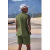 COOFANDY Men’s Linen Sets 2 Piece Beach Outfits Lace Up Hippie Tank Tops Summer Casual Sleeveless Shirts Matching Shorts Set(Army Green)