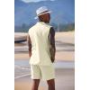 COOFANDY Men’s Linen Sets 2 Piece Beach Outfits Lace Up Hippie Tank Tops Summer Casual Sleeveless Shirts Matching Shorts Set(Beige)