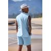 COOFANDY Men’s Linen Sets 2 Piece Beach Outfits Lace Up Hippie Tank Tops Summer Casual Sleeveless Shirts Matching Shorts Set(Blue)