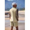 COOFANDY Men’s Linen Sets 2 Piece Beach Outfits Lace Up Hippie Tank Tops Summer Casual Sleeveless Shirts Matching Shorts Set(Khaki)