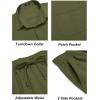 COOFANDY Mens Linen Sets 2 Piece Long Sleeve Button Down Cuban Shirt and Pants Set Summer Beach Set Outfits(Army Green)