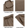 COOFANDY Mens Linen Sets 2 Piece Long Sleeve Button Down Cuban Shirt and Pants Set Summer Beach Set Outfits(Brown)