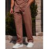 COOFANDY Mens Linen Sets 2 Piece Long Sleeve Button Down Cuban Shirt and Pants Set Summer Beach Set Outfits(Brown)