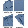 COOFANDY Mens Linen Sets 2 Piece Long Sleeve Button Down Cuban Shirt and Pants Set Summer Beach Set Outfits(Denim Blue)