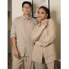 COOFANDY Mens Linen Sets 2 Piece Long Sleeve Button Down Cuban Shirt and Pants Set Summer Beach Set Outfits(Khaki)