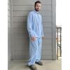 COOFANDY Mens Linen Sets 2 Piece Long Sleeve Button Down Cuban Shirt and Pants Set Summer Beach Set Outfits(Light Blue)