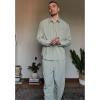COOFANDY Mens Linen Sets 2 Piece Long Sleeve Button Down Cuban Shirt and Pants Set Summer Beach Set Outfits(Light Green)