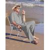 COOFANDY Mens Linen Sets 2 Piece Long Sleeve Button Down Cuban Shirt and Pants Set Summer Beach Set Outfits(Light Grey)